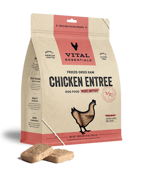 Vital Essentials Freeze-Dried Chicken Mini Patties for Dogs 14oz