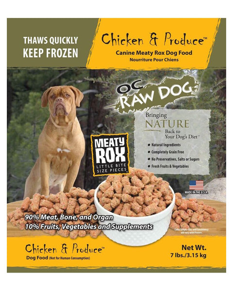 OC Raw Frozen Chicken & Produce Meaty Rox for Dogs 7lb