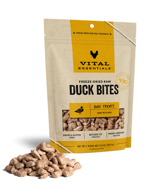 Vital Essentials Freeze-Dried Duck Bites Dog Treats 5.5oz