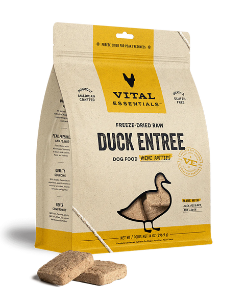 Vital Essentials Freeze-Dried Duck Mini Patties for Dogs 14oz
