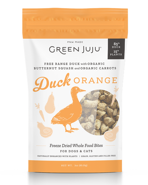 Green JuJu Freeze-Dried Duck Orange Bites Dog & Cat Treats 3oz
