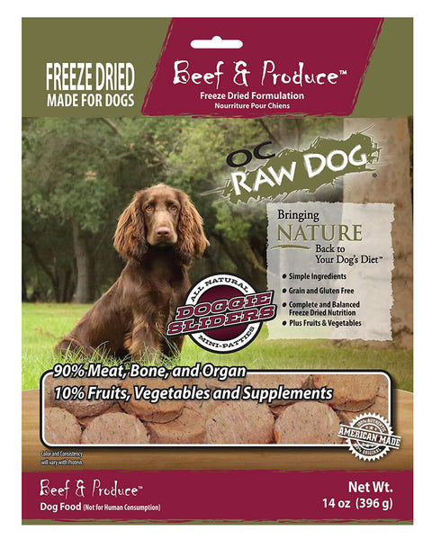 OC Raw Freeze-Dried Beef & Produce Sliders for Dogs 14oz