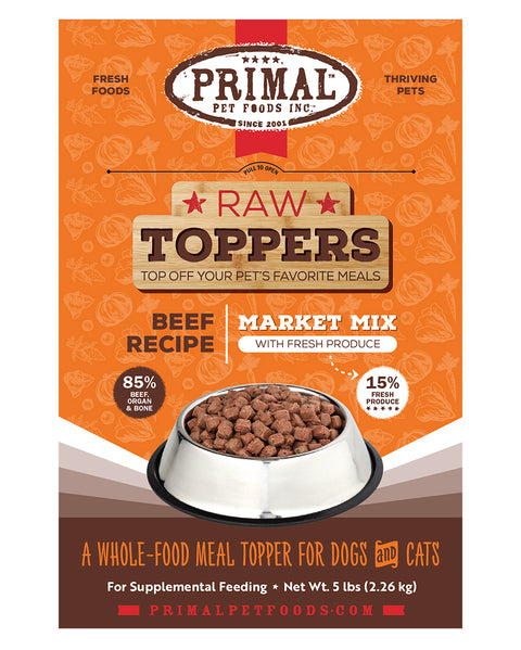 Primal Market Mix Beef Formula Dog & Cat Frozen Food Topper 5lb