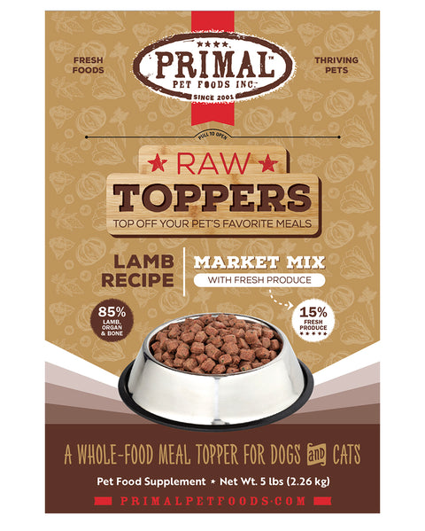 Primal Market Mix Lamb Dog & Cat Frozen Food Topper 5lb