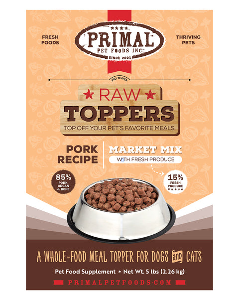 Primal Market Mix Pork Dog & Cat Frozen Food Topper 5lb