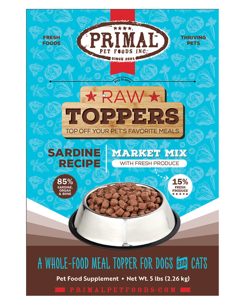 Primal Market Mix Sardine Dog & Cat Frozen Food Topper 5lb