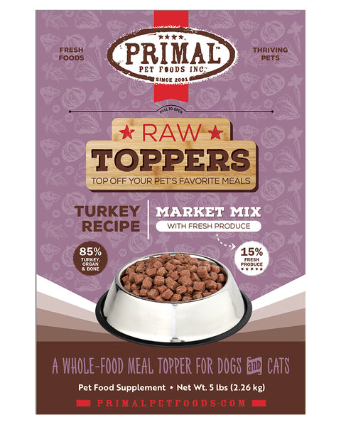 Primal Market Mix Turkey Dog & Cat Frozen Food Topper 5lb
