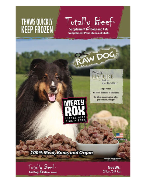 OC Raw Frozen Totally Beef Meaty Rox for Dogs 2lb