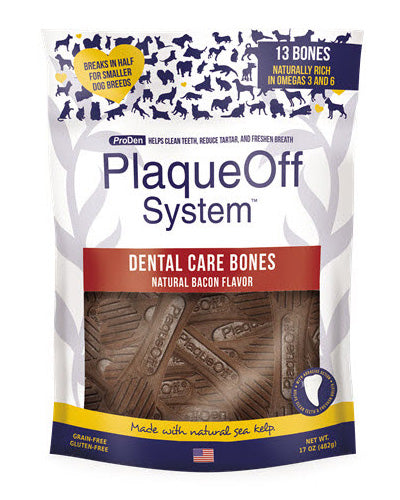 ProDen Plaque Off Dental Care Bones - Bacon Flavor 17oz, 13 Bones