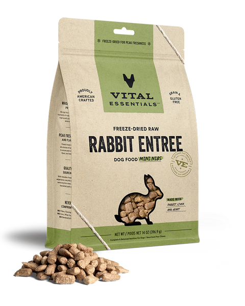 Vital Essentials Freeze-Dried Rabbit Mini Nibs Dog Food 14oz