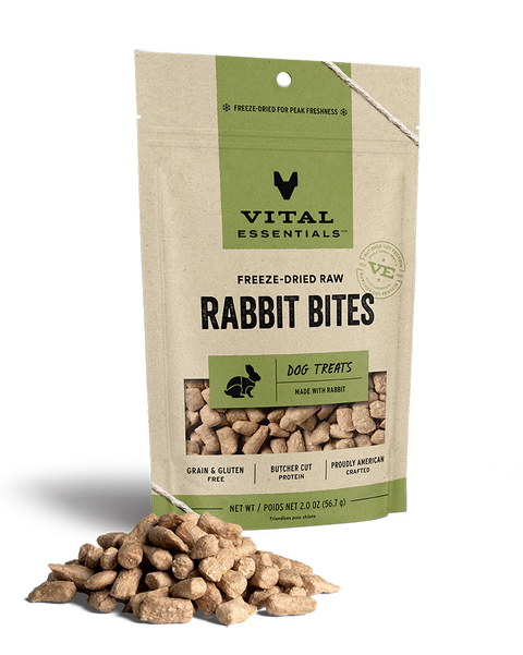 Vital Essentials Freeze-Dried Rabbit Bites Dog Treats 2oz