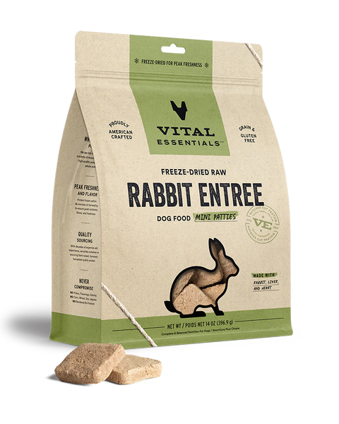 Vital Essentials Freeze-Dried Rabbit Mini Patties for Dogs 14oz