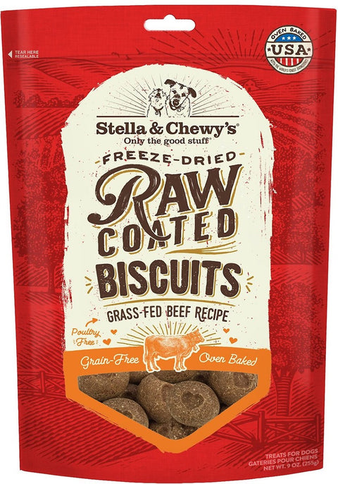 Stella & Chewy's Raw Coated Biscuit Dog Treats - Beef 9oz