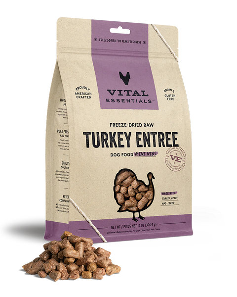 Vital Essentials Freeze-Dried Turkey Mini Nibs Dog Food 14oz