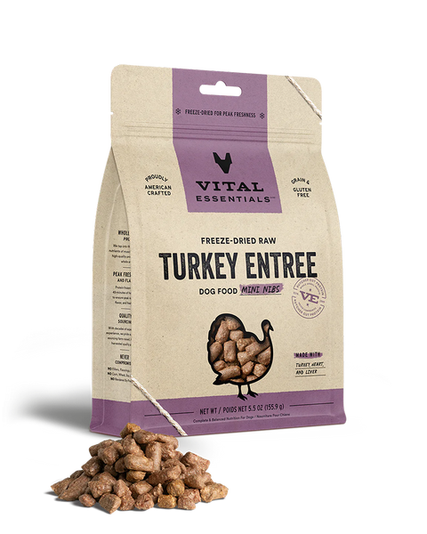 Vital Essentials Freeze-Dried Turkey Mini Nibs Dog Food 5.5oz