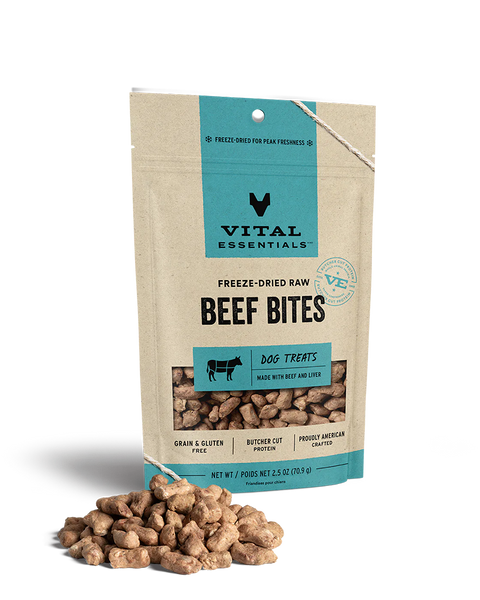 Vital Essentials Freeze-Dried Beef Bites Dog Treats 2.5oz