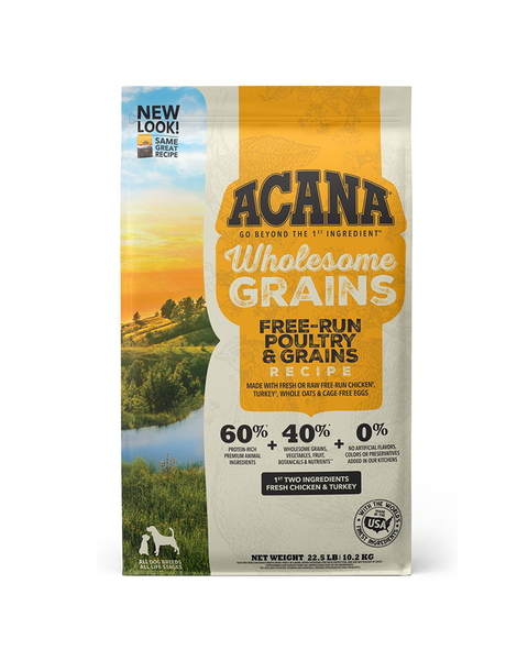Acana Wholesome Grains Free-Run Poultry Dry Dog Food 22.5lb